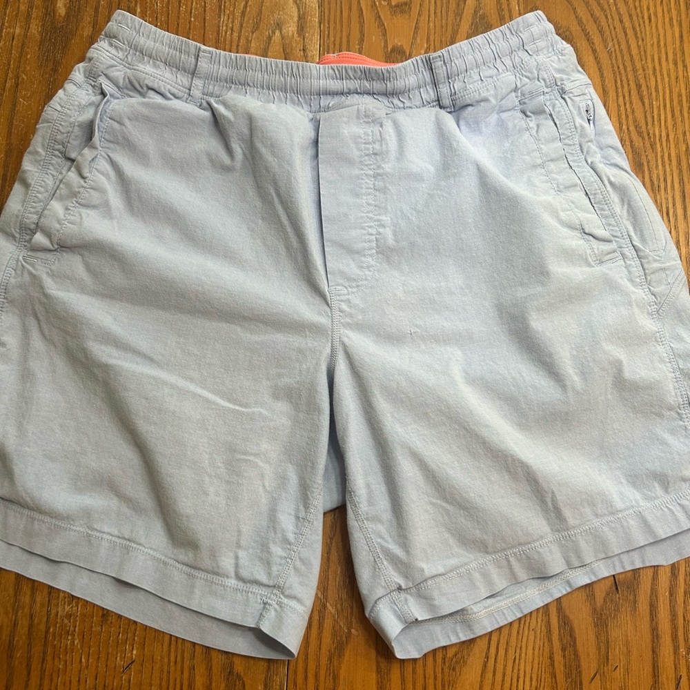 Birddogs Classic Shorts. Light blue with orange.